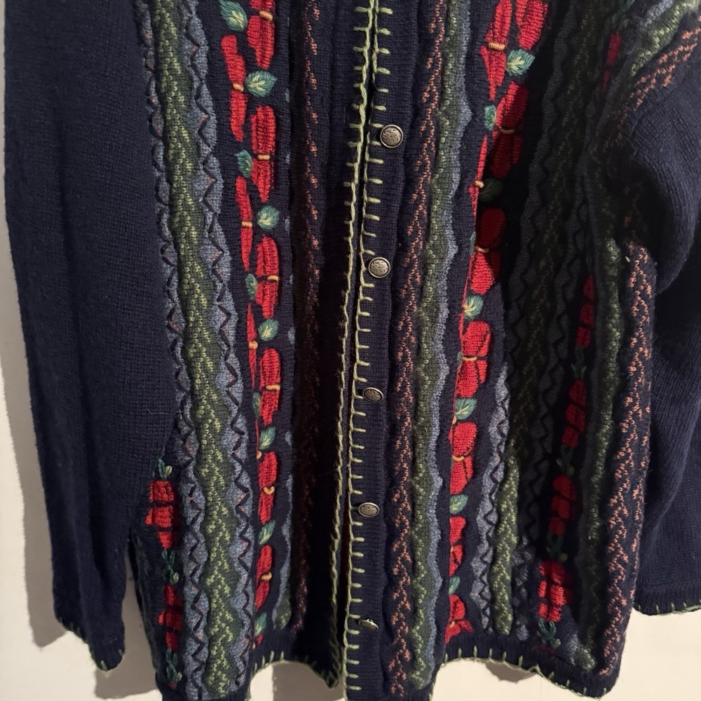 Vintage Tulchan Small/Medium Wool 3D Textured Floral Pattern Boho Cottagecore - Picture 3 of 6